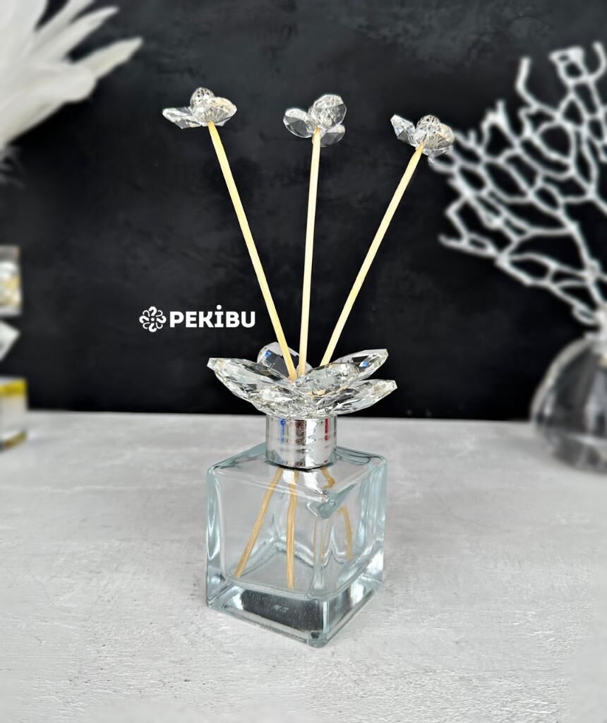 KRİSTAL TEPELİ KOKU ŞİŞESİ ŞEFFAF GÜMÜŞ