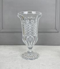 AYAKLI LÜKS CAM VAZO ŞEFFAF 29X17 CM