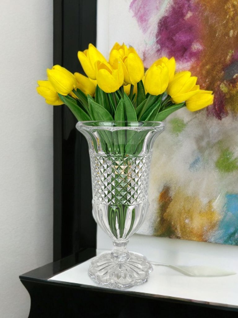 AYAKLI LÜKS CAM VAZO ŞEFFAF 29X17 CM