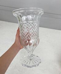 AYAKLI LÜKS CAM VAZO ŞEFFAF 29X17 CM