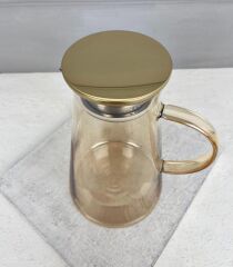 METAL KAPAKLI LÜKS BOROSİLİKAT CAM SÜRAHİ GOLD 1.9 LİTRE