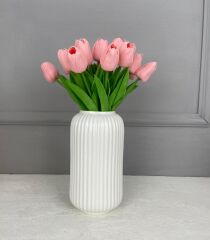 8'Lİ YAPAY ISLAK LALE BUKETİ 1.KALİTE SOFT PEMBE