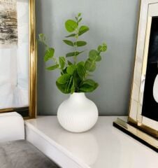 MAT SERAMİK TOMBUL VAZO KREM 11 CM