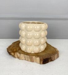 SERAMİK BUBBLE VAZO DEKOR KREM 13X12 CM