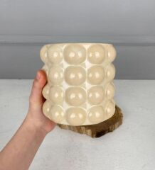 SERAMİK BUBBLE VAZO DEKOR KREM 13X12 CM