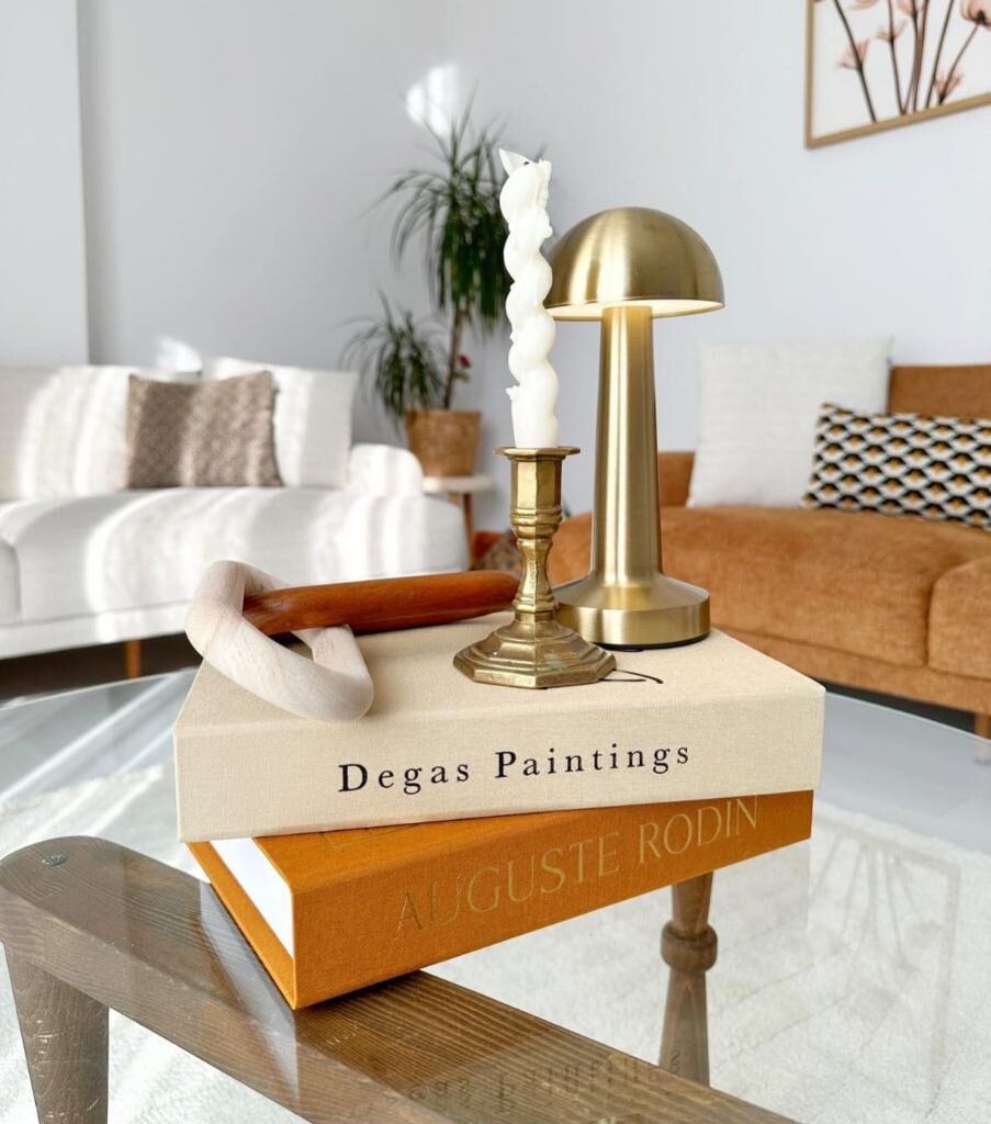 2'Lİ KUMAŞ KAPLI DEKORATİF KİTAP KUTUSU SETİ HARDAL VE AÇIK KAHVE