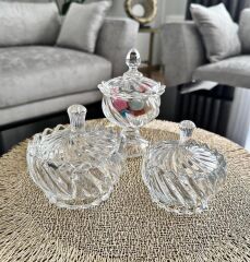 KAPAKLI CAM ŞEKERLİK LOKUMLUK BURGU MODEL 8 CM