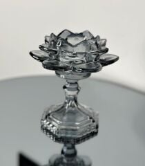 KRİSTAL AYAKLI LOTUS FÜME MUMLUK