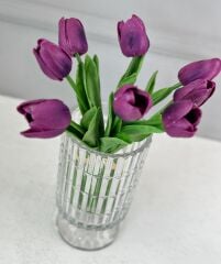 AYAKLI CAM SÜTUN VAZO ŞEFFAF 18 CM