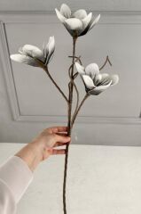 3'LÜ TOMURCUKLU YAPAY LATEKS ÇİÇEK GRİ