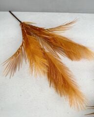 UZUN TÜYLÜ YAPAY YELPAZE ÇİÇEK BUKETİ KOYU HARDAL