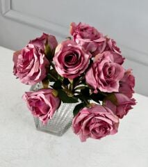 LÜKS DOKULU 11'Lİ YAPAY GÜL BUKETİ GÜL KURUSU