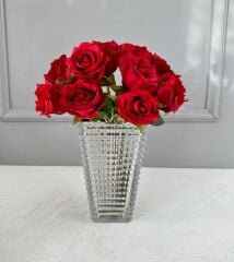 LÜKS DOKULU 11'Lİ YAPAY GÜL BUKETİ KIRMIZI