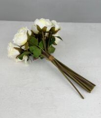 LÜKS DOKULU 11'Lİ YAPAY GÜL BUKETİ KREM