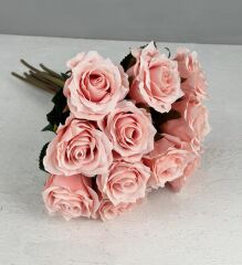 LÜKS DOKULU 11'Lİ YAPAY GÜL BUKETİ PUDRA