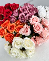 LÜKS DOKULU 11'Lİ YAPAY GÜL BUKETİ TURUNCU