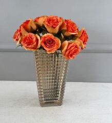 LÜKS DOKULU 11'Lİ YAPAY GÜL BUKETİ TURUNCU