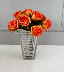 LÜKS DOKULU 11'Lİ YAPAY GÜL BUKETİ TURUNCU