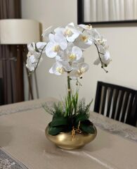 ESKİTME UFO SAKSIDA 3 DAL ISLAK ORKİDE ARANJMANI