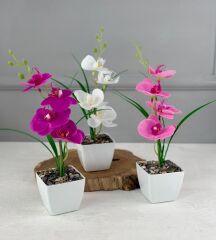 SAKSIDA YAPAY MİNİ ISLAK ORKİDE 30 CM BEYAZ