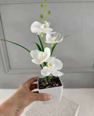 SAKSIDA YAPAY MİNİ ISLAK ORKİDE 30 CM BEYAZ