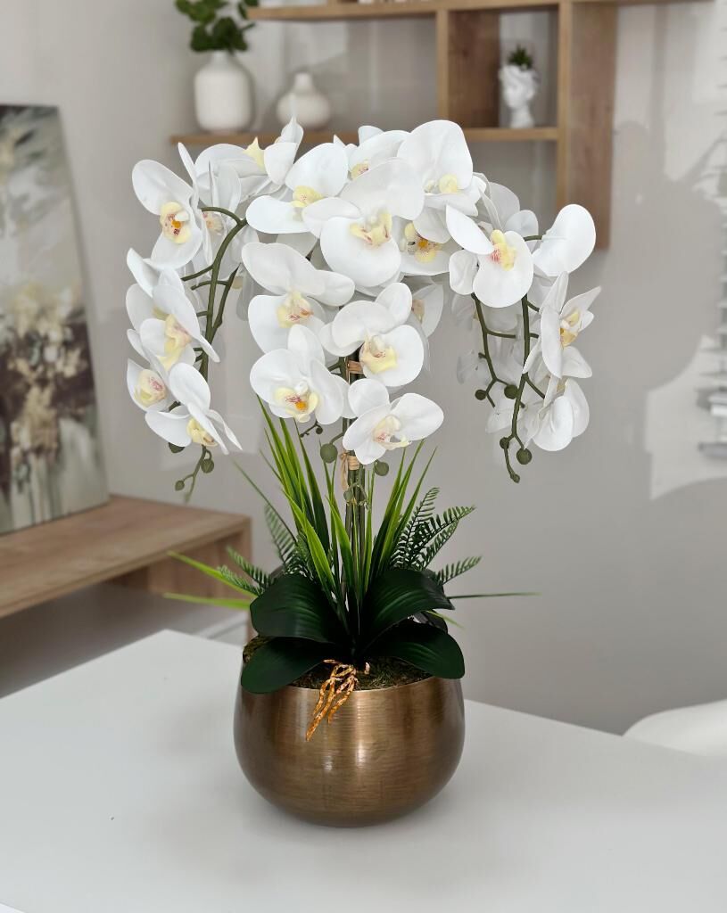 ESKİTME JAPON VAZODA 6 DAL ISLAK ORKİDE ARANJMANI