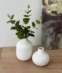 2'Lİ SERAMİK BOHEM MAT VAZO SETİ KREM (ÇİÇEK DAHİL)