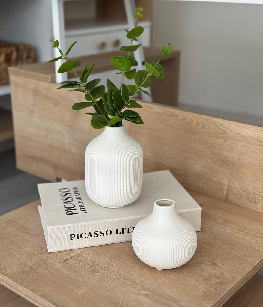 2'Lİ SERAMİK BOHEM MAT VAZO SETİ KREM (ÇİÇEK DAHİL)