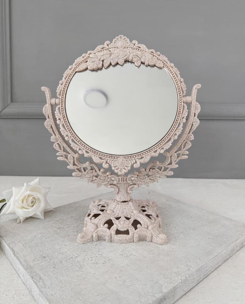 VİNTAGE YUVARLAK MAKYAJ AYNASI AYAKLI ÇİFT TARAFLI