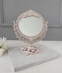 VİNTAGE YUVARLAK MAKYAJ AYNASI AYAKLI ÇİFT TARAFLI