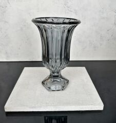 AYAKLI BOMBELİ CAM VAZO FÜME 23x15 CM
