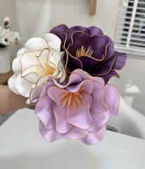 3'LÜ LATEKS EVA ÇİÇEK LİLA-BEYAZ-MOR