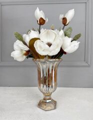 AYAKLI BOMBELİ CAM VAZO GOLD 23X15 CM