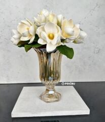 AYAKLI BOMBELİ CAM VAZO GOLD 23X15 CM