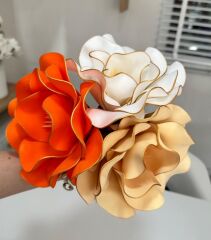 3'LÜ LATEKS EVA ÇİÇEK TURUNCU-BEYAZ-KAVUN İÇİ