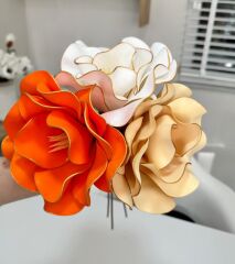 3'LÜ LATEKS EVA ÇİÇEK TURUNCU-BEYAZ-KAVUN İÇİ