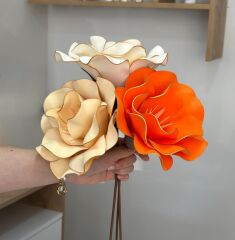 3'LÜ LATEKS EVA ÇİÇEK TURUNCU-BEYAZ-KAVUN İÇİ