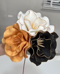 3'LÜ LATEKS EVA ÇİÇEK SİYAH-BEYAZ-GOLD