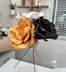 3'LÜ LATEKS EVA ÇİÇEK SİYAH-BEYAZ-GOLD