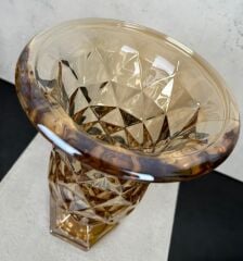 AYAKLI PRİZMA CAM VAZO GOLD 28X18 CM