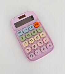 RENKLİ TASARIM MEKANİK TUŞLU HESAP MAKİNESİ PEMBE RENK