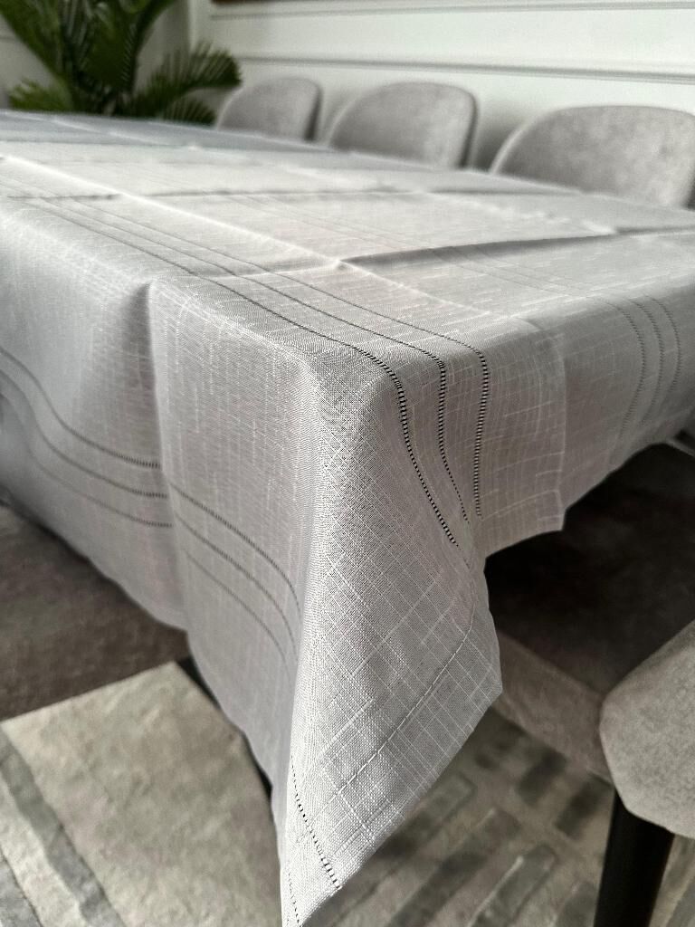 ŞERİTLİ MASA ÖRTÜSÜ GRİ 160x220 CM