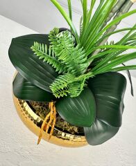 DARBELİ GOLD UFO SAKSIDA 3 DAL ORKİDE ARANJMANI