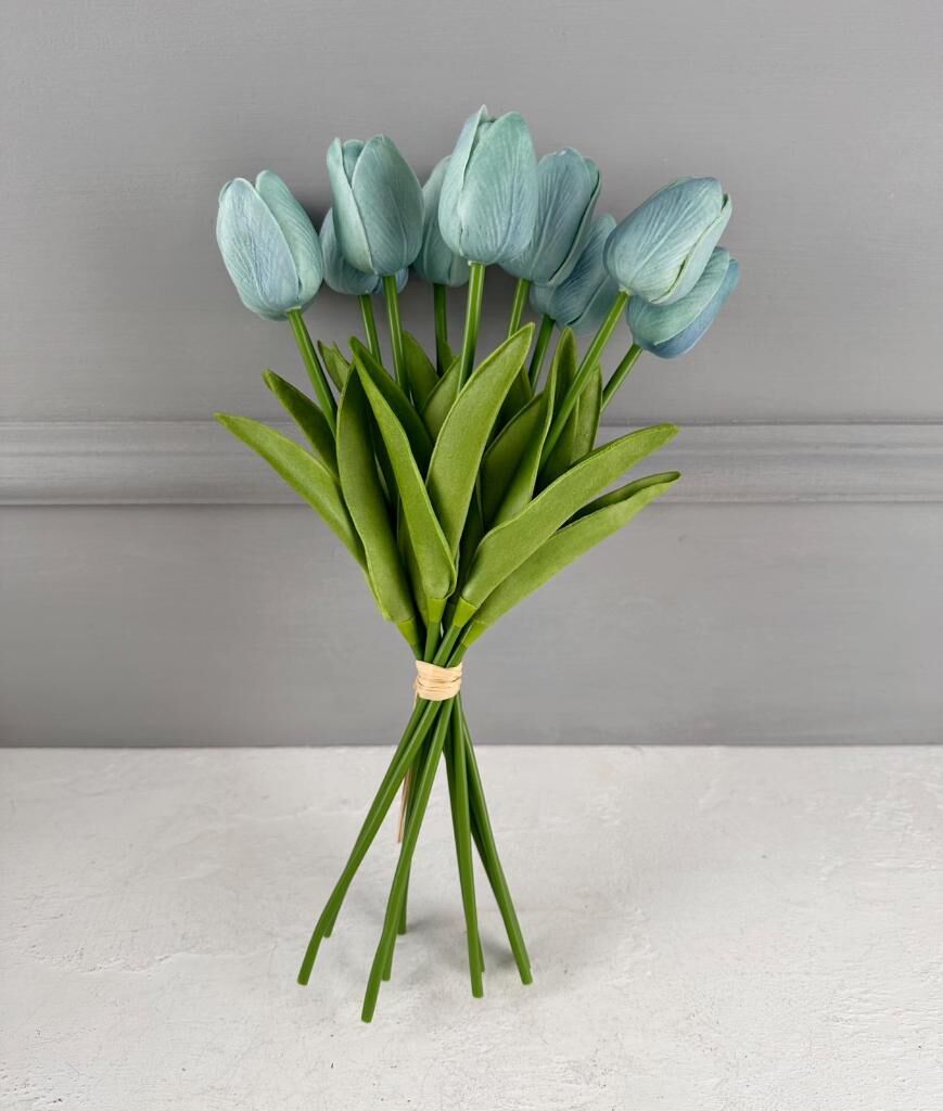 10'LU YAPAY ISLAK LALE BUKETİ 1.KALİTE MİNT YEŞİLİ