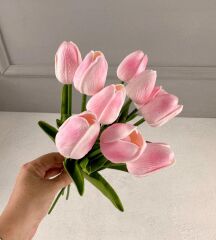 10'LU YAPAY ISLAK LALE BUKETİ 1.KALİTE PEMBE