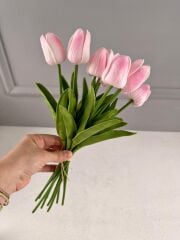 10'LU YAPAY ISLAK LALE BUKETİ 1.KALİTE PEMBE