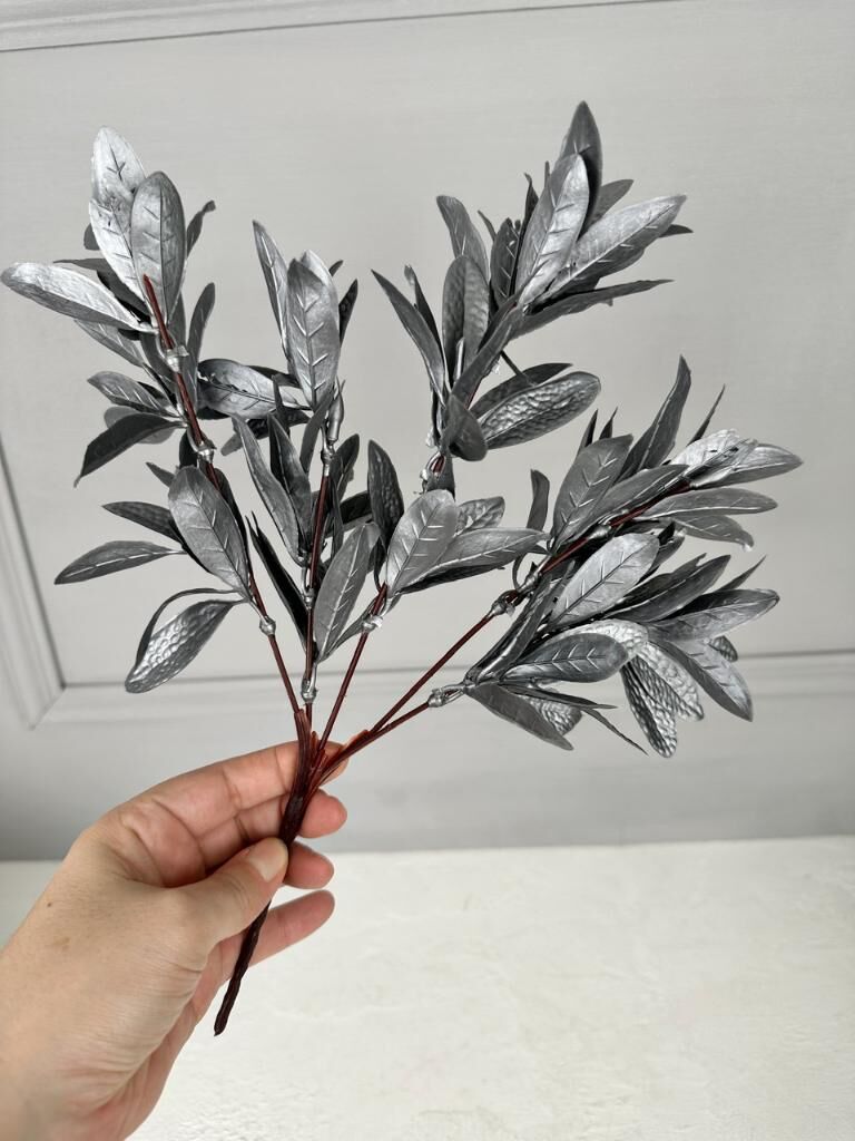 YAPAY YAPRAKLI ÇİÇEK GÜMÜŞ