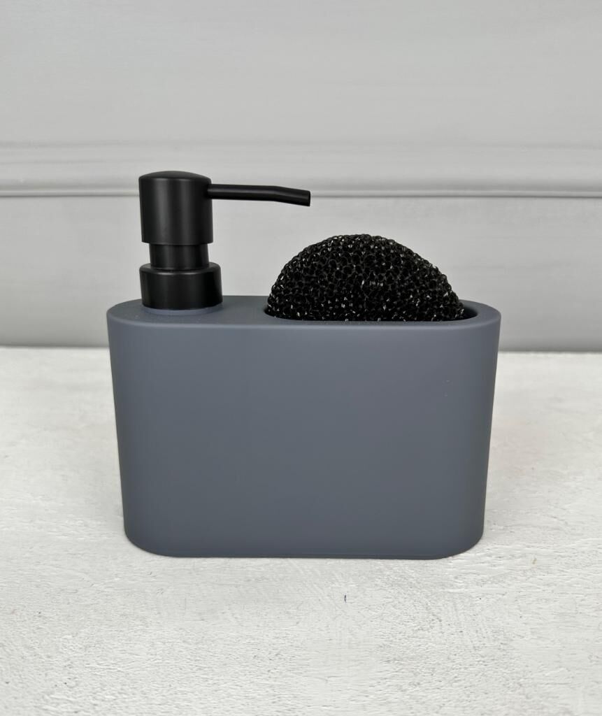 SÜNGERLİK BÖLMELİ OVAL AKRİLİK SIVI SABUNLUK GRİ