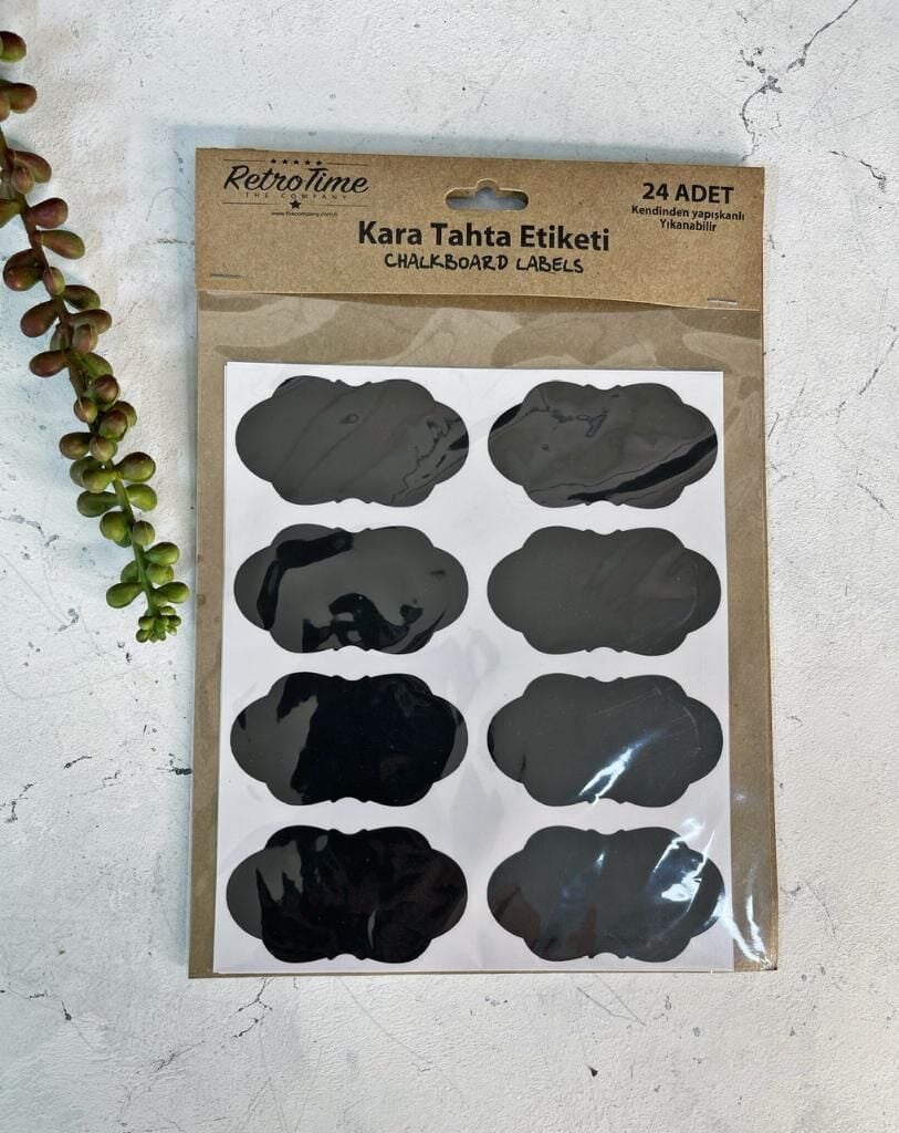 24'LÜ KARA TAHTA ETİKETİ OVAL TEBEŞİR DAHİL