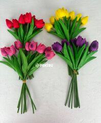 8'Lİ YAPAY ISLAK LALE BUKETİ 1.KALİTE PEMBE